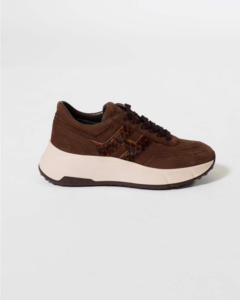 Allacciato H Suede Sneaker met Dierenprint Bruin