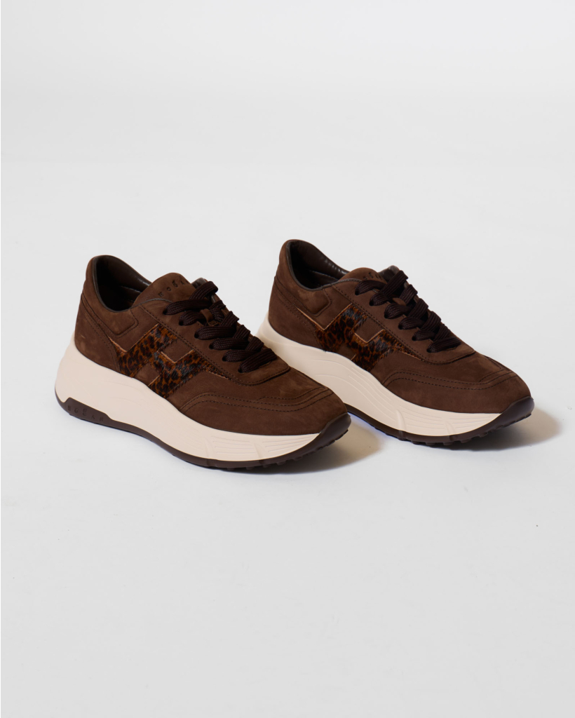 Allacciato H Suede Sneaker met Dierenprint Bruin
