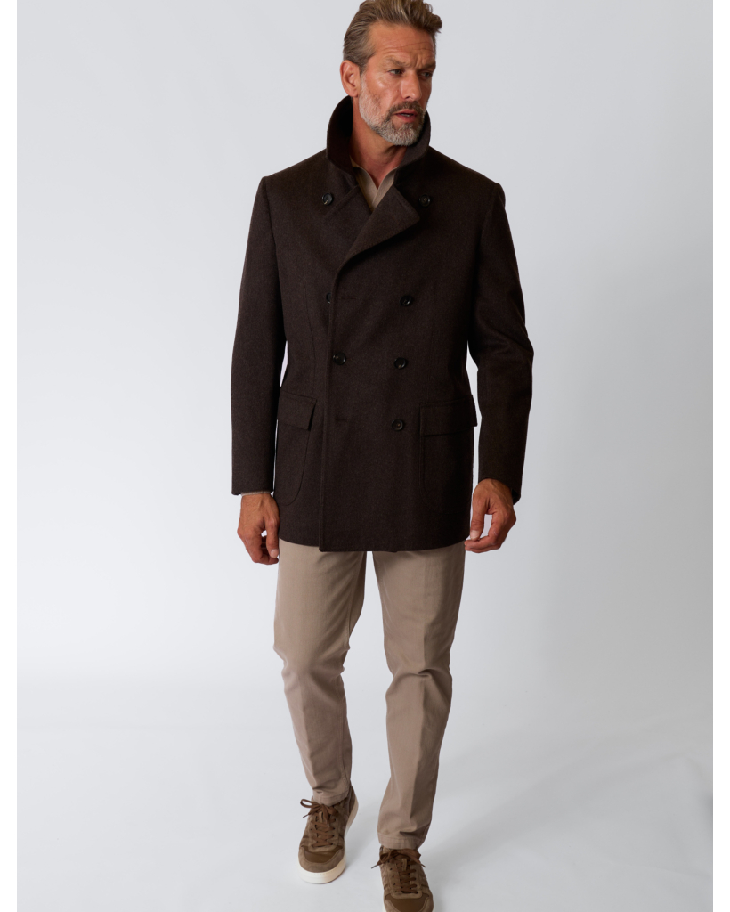 Peacoat Wollen Jas Marrone