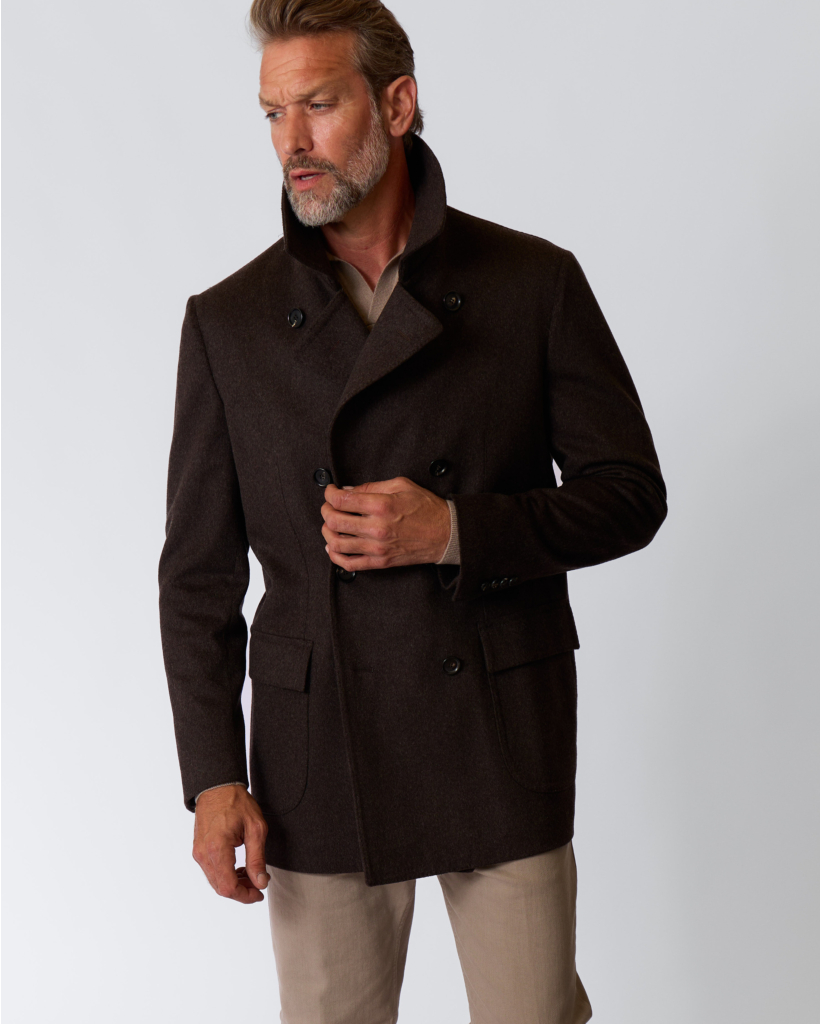 Peacoat Wollen Jas Marrone