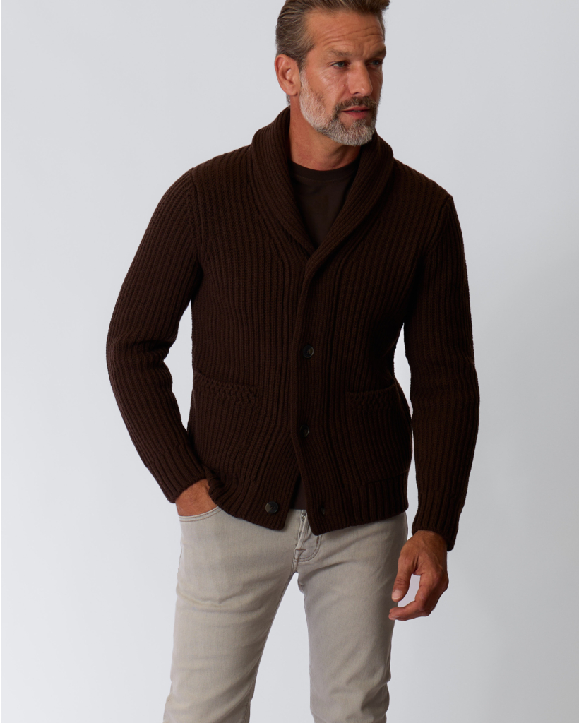 Wollen Vest met Hoge Kraag Espresso Brown