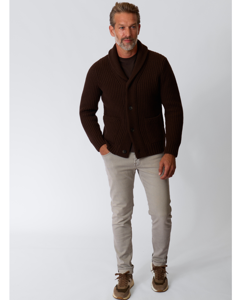 Wollen Vest met Hoge Kraag Espresso Brown