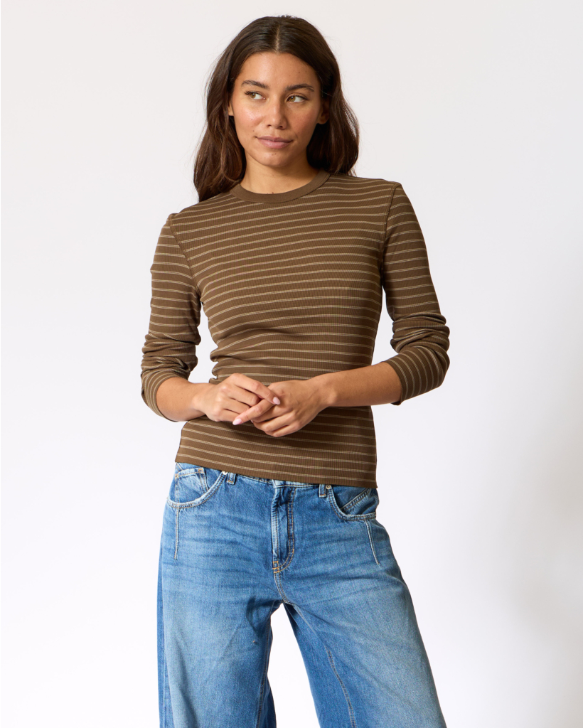 Nurit Striped Fitted Longsleeve Military