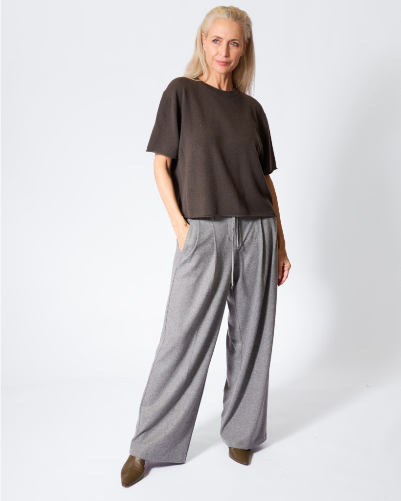 Cila Cashmere Korte Mouw Trui Dark Fern