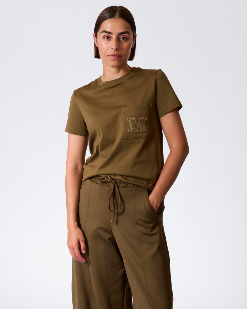 Papaia T-shirt met Print Kaki