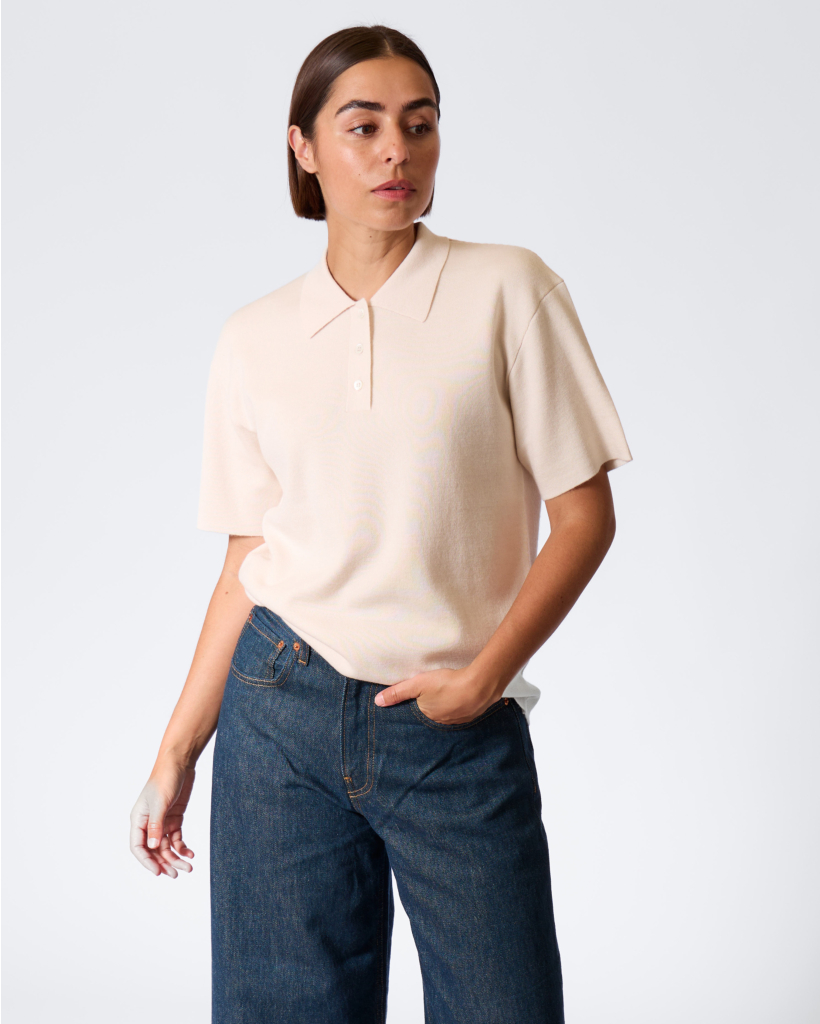Wolmix Double Knit Polo Bisque