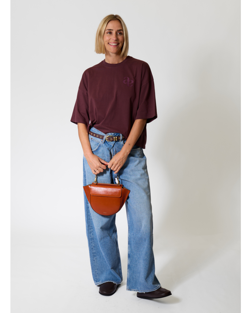 Eloise Boxy T-shirt met Print Burgundy