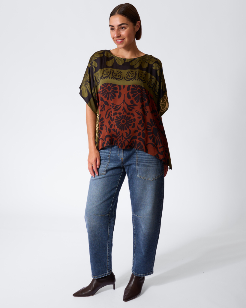 Cape Blouse met Bloemenprint Moss