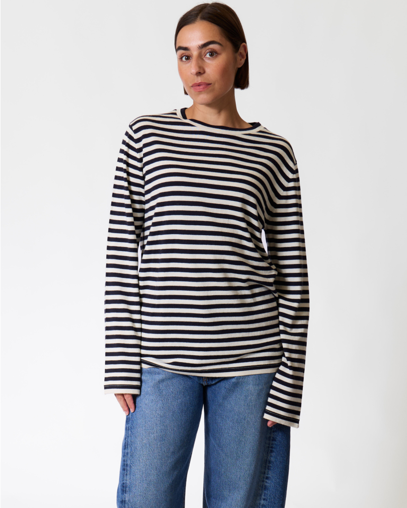 Jones Kasjmiermix Gestreepte Longsleeve Breton