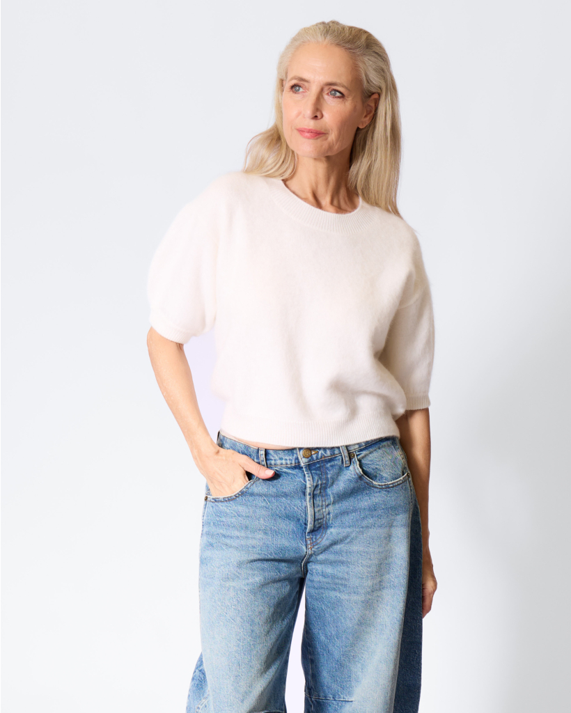 Juniper Cashmere Korte Mouwen Trui Cream