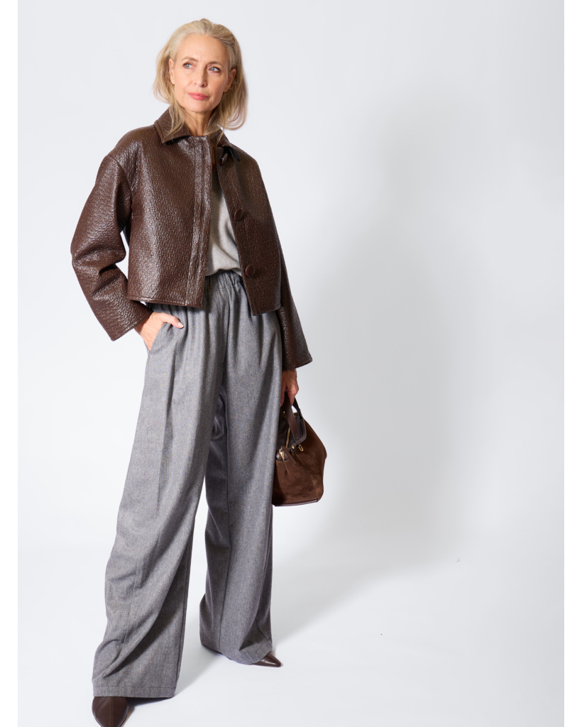 Dora Flanella Wolblend Pantalon Lichtgrijs