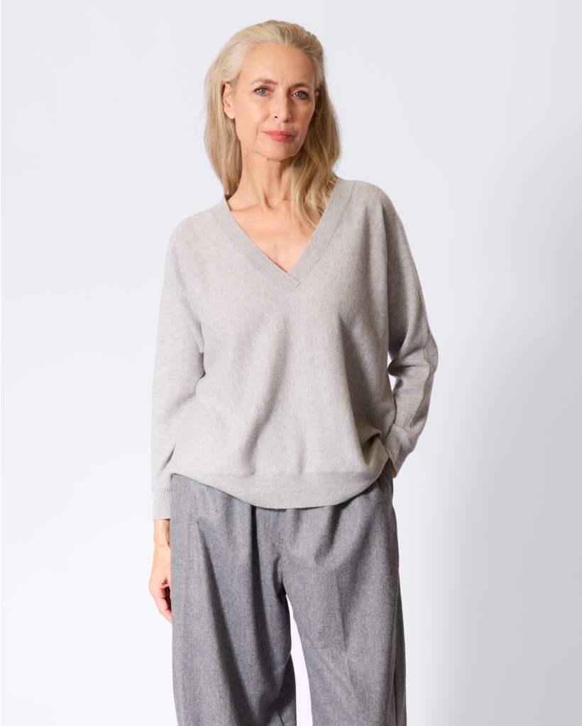Kenny Cashmere V-hals Trui Dove Grey