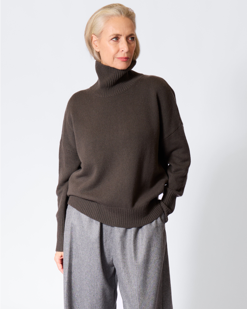 Heidi Cashmere Col Sweater Dark Fern 