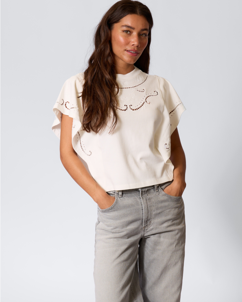 Eoline Broderie T-shirt Ecru