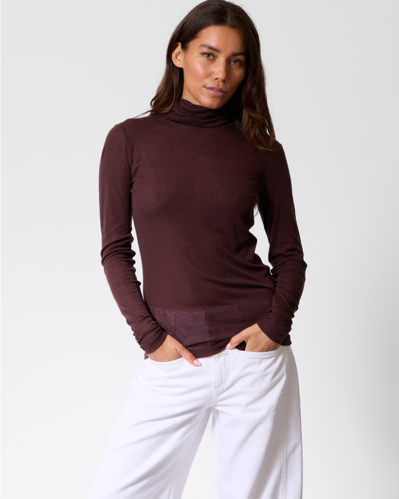 Lyocell-Wol Colshirt Cinder Brown