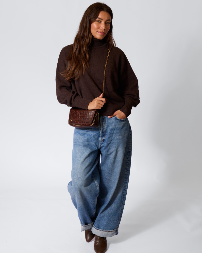 Nasha Wolblend Turtleneck Sweater Chocolate