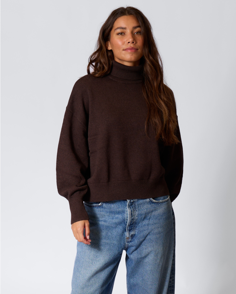 Nasha Wolblend Turtleneck Sweater Chocolate