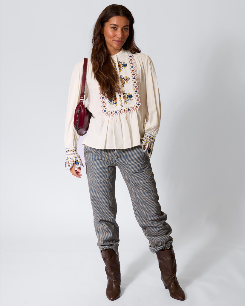 Ermina Gestreepte Jeans Blauw/Wit
