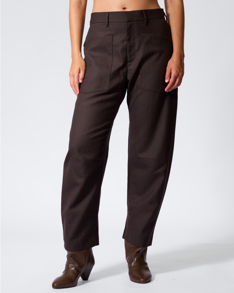 Shon Wollen Pantalon Brown Herringbone