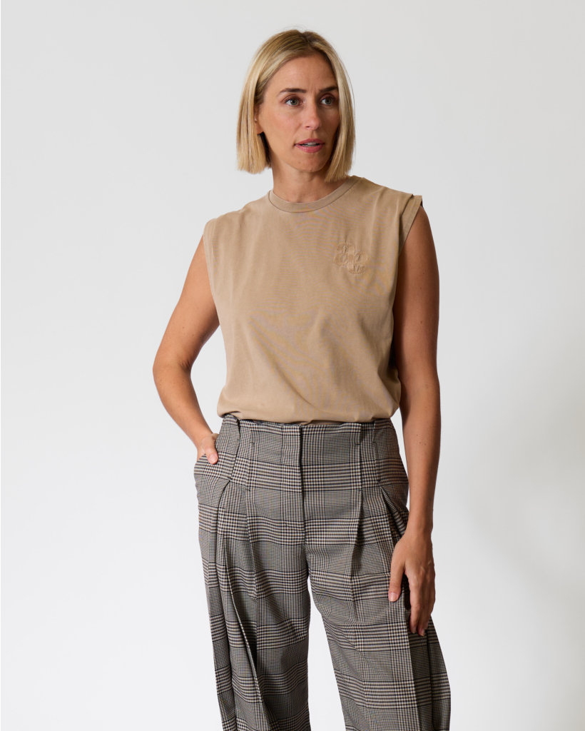Kill Mouwloos T-shirt met Logo Beige