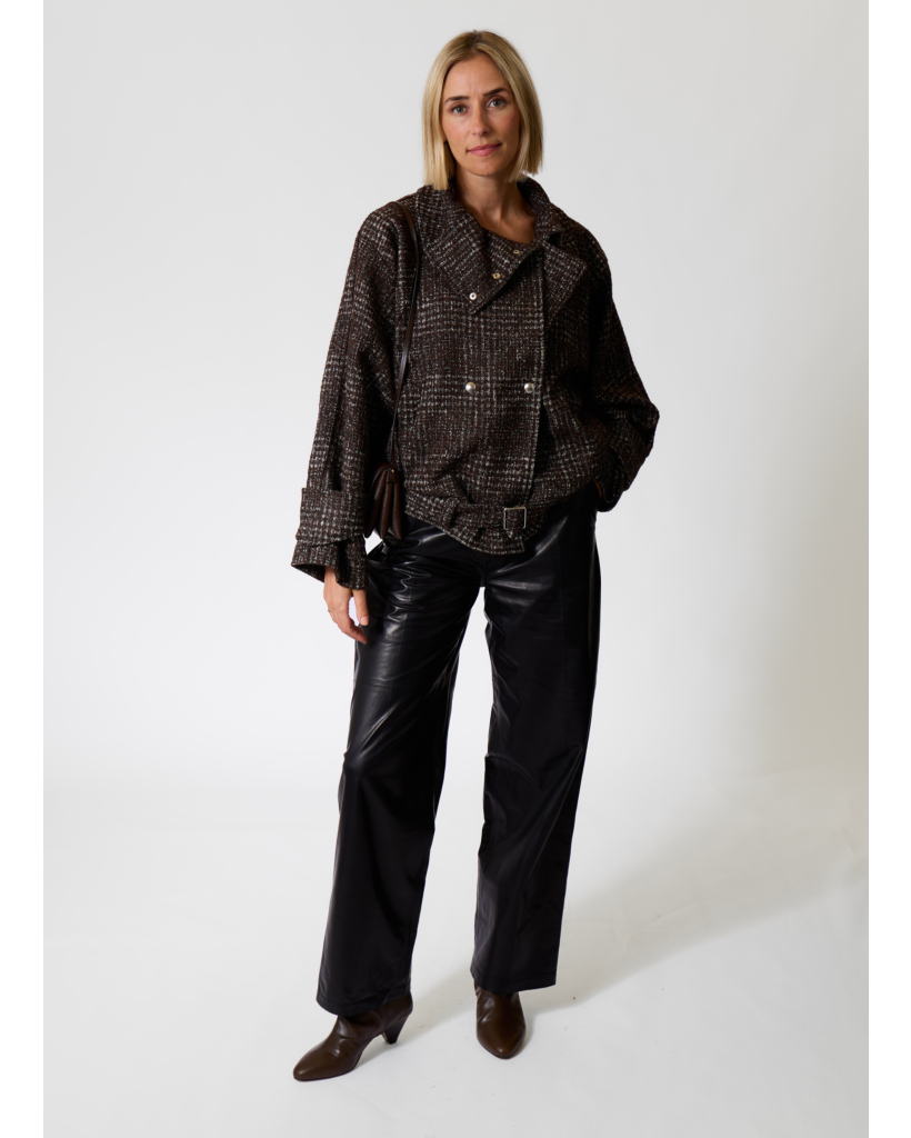 Inja Tweed Jack met Ceintuur Bruin