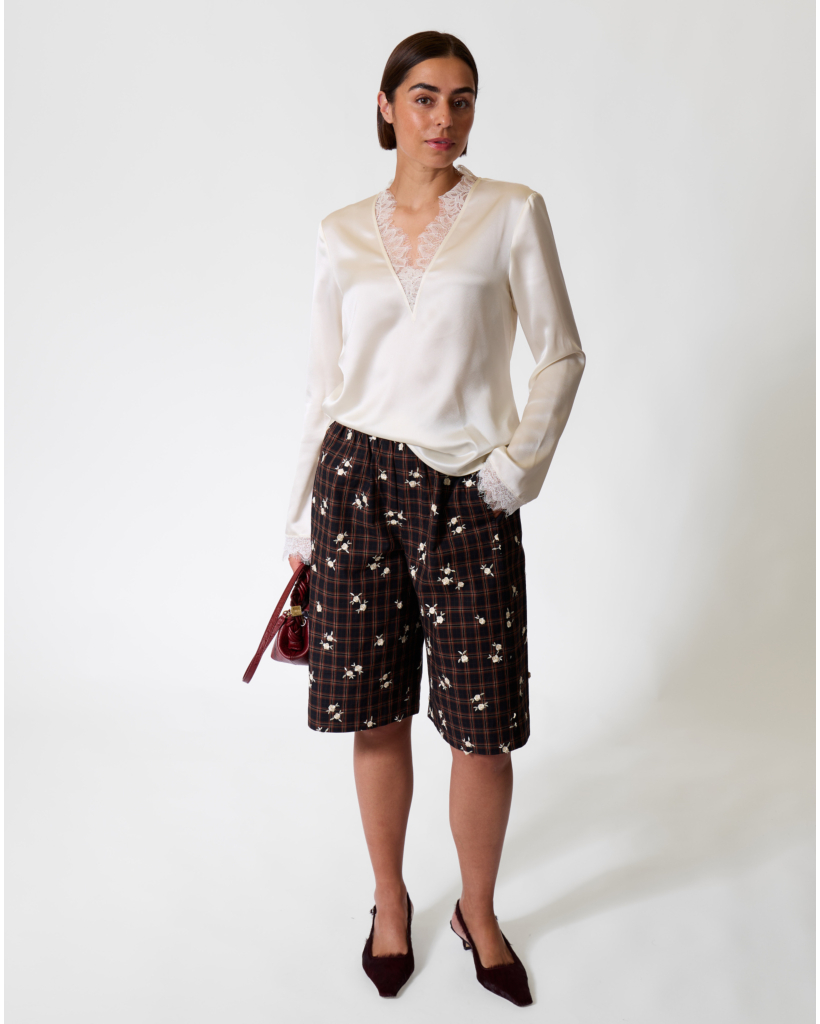 Glimmende Longsleeve met Kant Egret