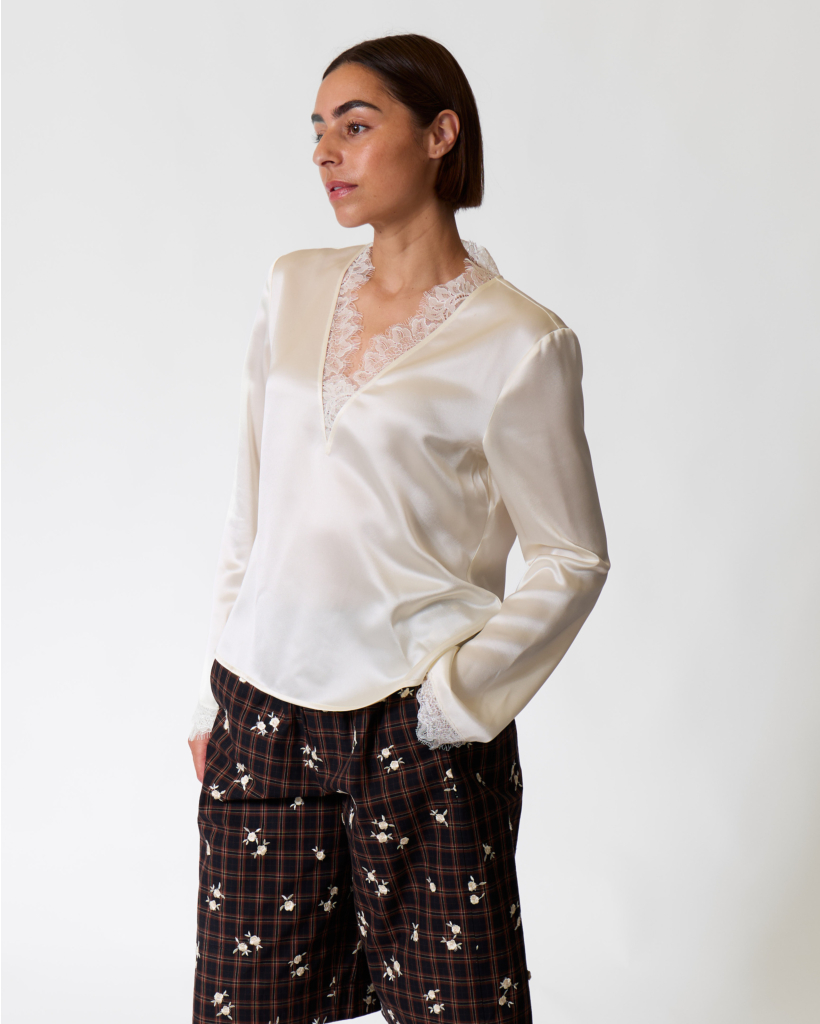 Glimmende Longsleeve met Kant Egret