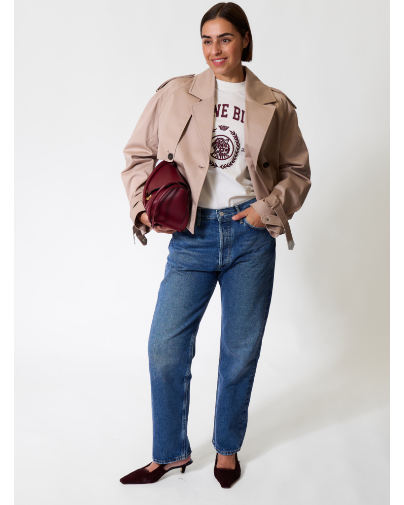T-shirt met Print Ecru/Bordeaux