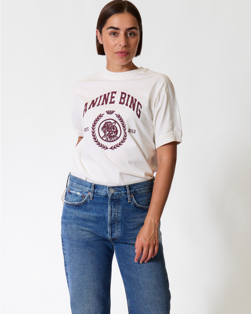 T-shirt met Print Ecru/Bordeaux