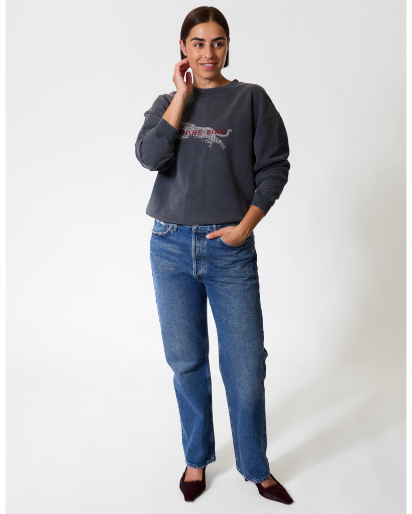 Sweater met Luipaard Print Washed Black
