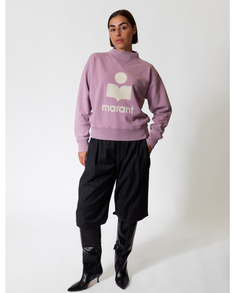 Moby Crewneck Sweater met Logo Rosewood/Ecru