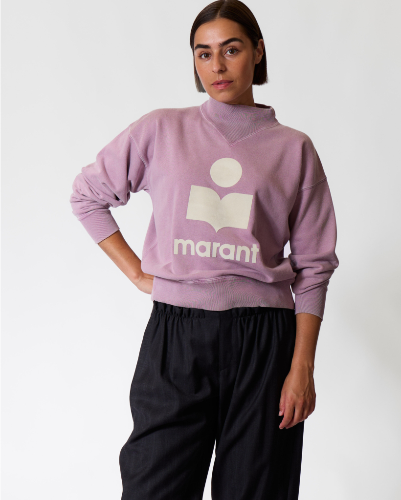 Moby Crewneck Sweater met Logo Rosewood/Ecru