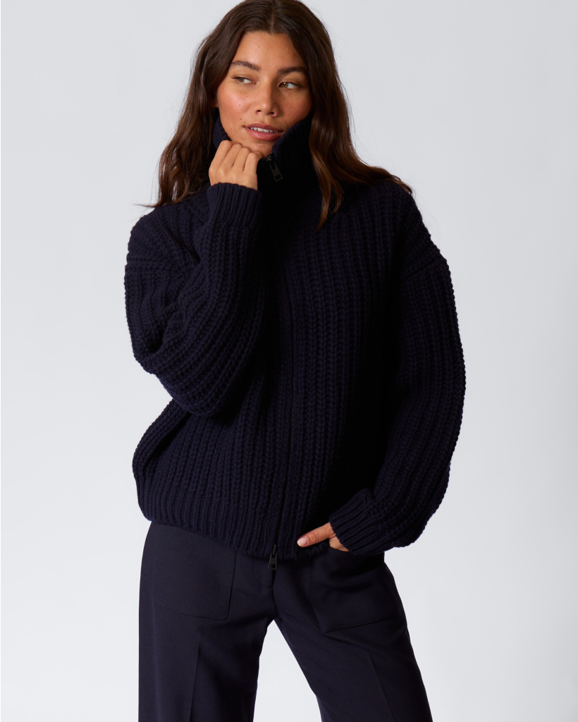 Turtleneck Gebreid Vest Navy