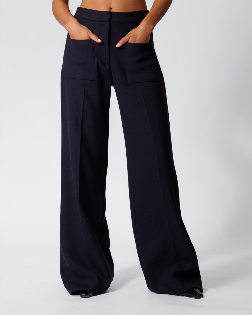 Morris Wolmix Pantalon met Steekzakken Navy