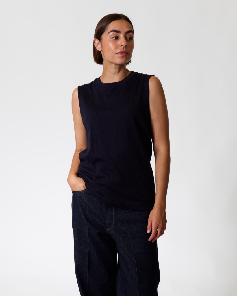 Muscle Kasjmiermix Mouwloze Knit Navy
