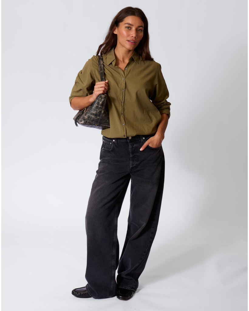 Beau Katoenen Blouse Olive Smoke
