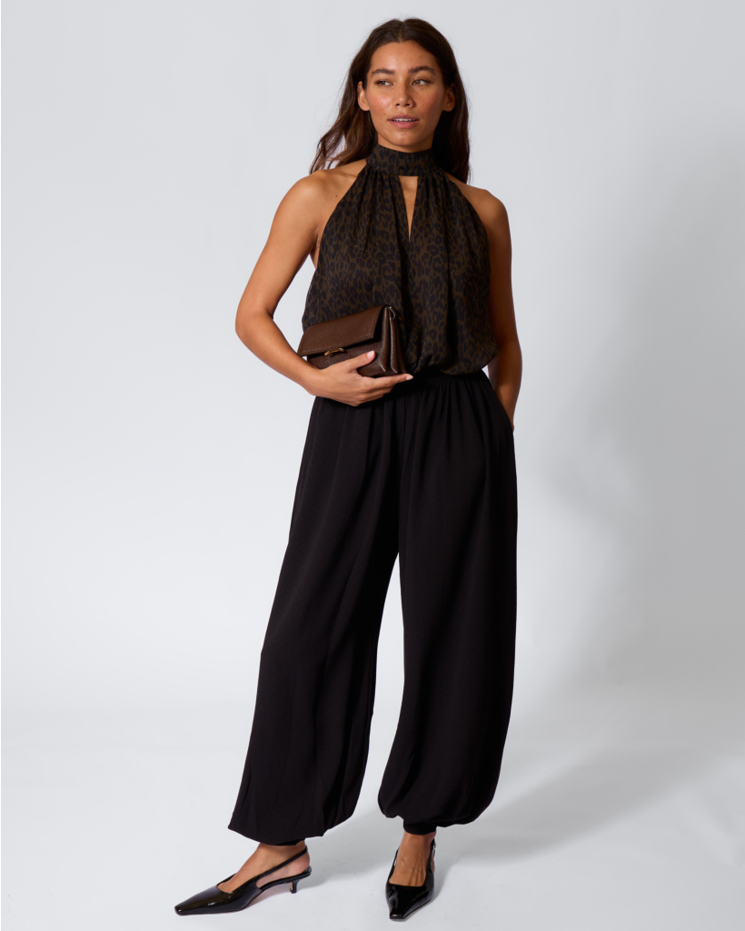 Balloon Pleated Pants Zwart