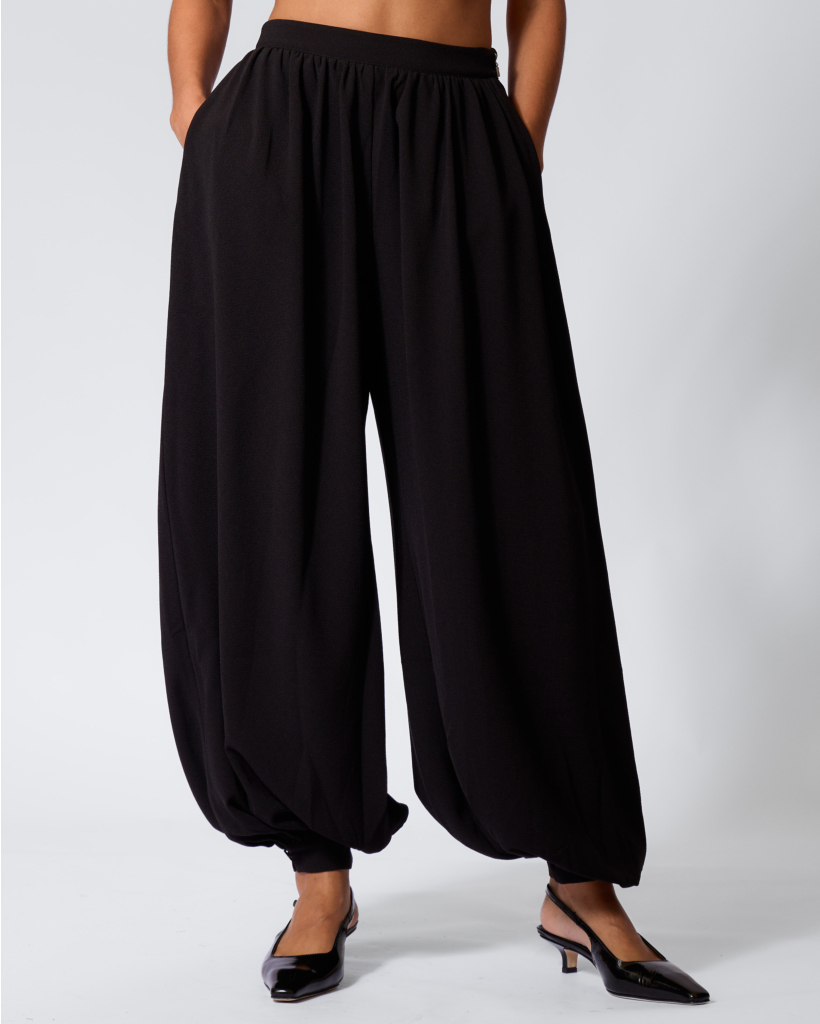 Balloon Pleated Pants Zwart