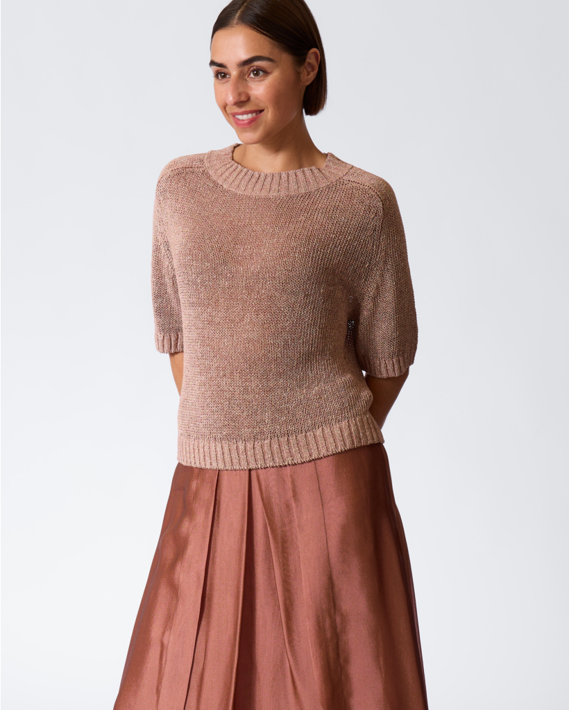 Linnenmix Pullover met Glitter Nude