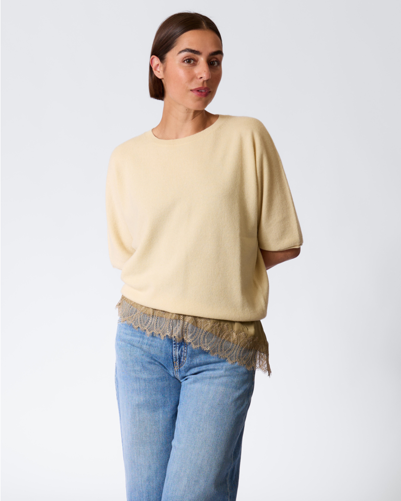 Wolmix Korte Mouwen Sweater Butter Yellow