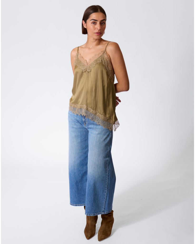 Satijnen Lingerielook Top Salie