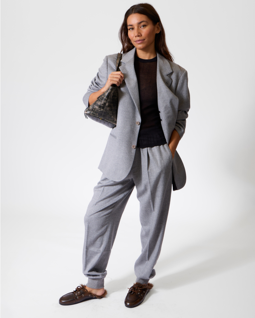 Alpaca/Zijdeblend Jogger Pantalon Lichtgrijs