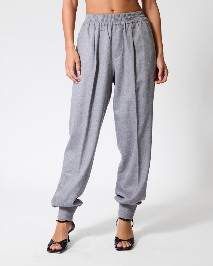Alpaca/Zijdeblend Jogger Pantalon Lichtgrijs