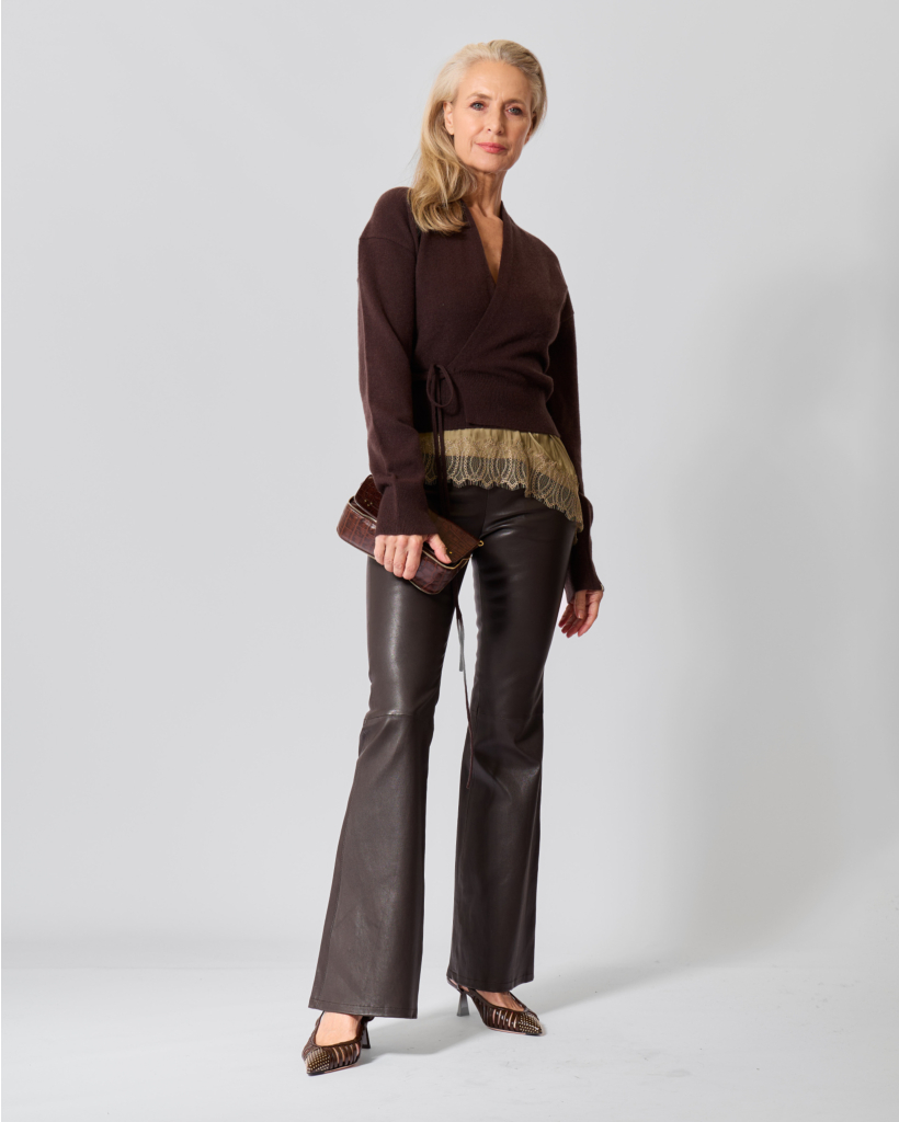 Ella Cashmere Ballerina Cardigan Donkerbruin