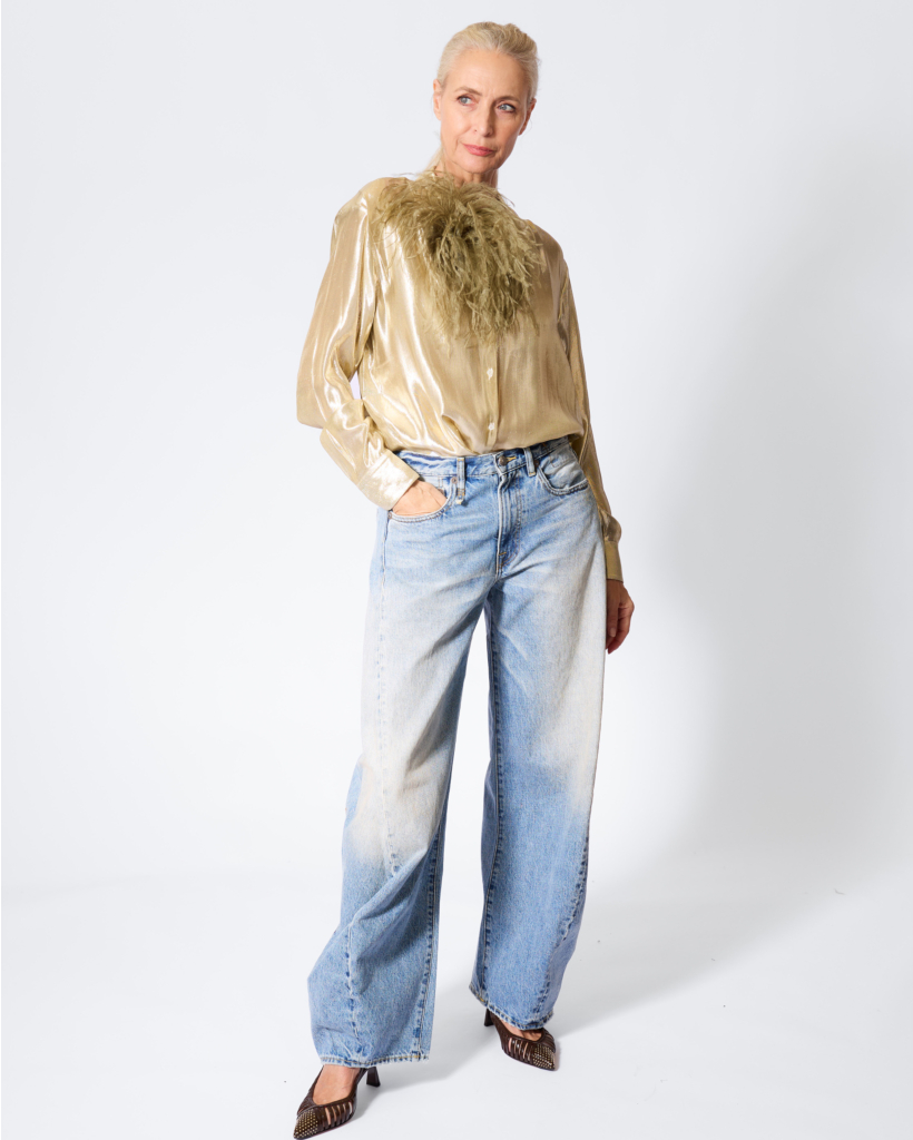 Camille Glanzende Blouse Goud