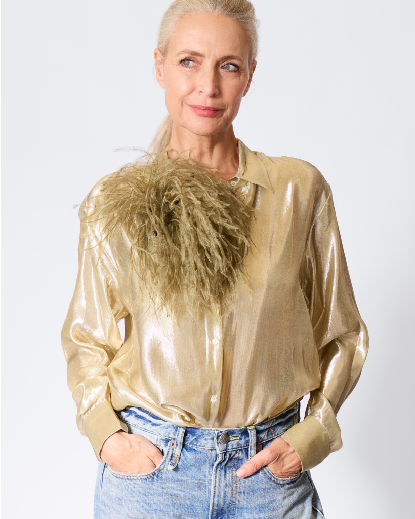 Meryl Broche Ostrich Feather Bronze