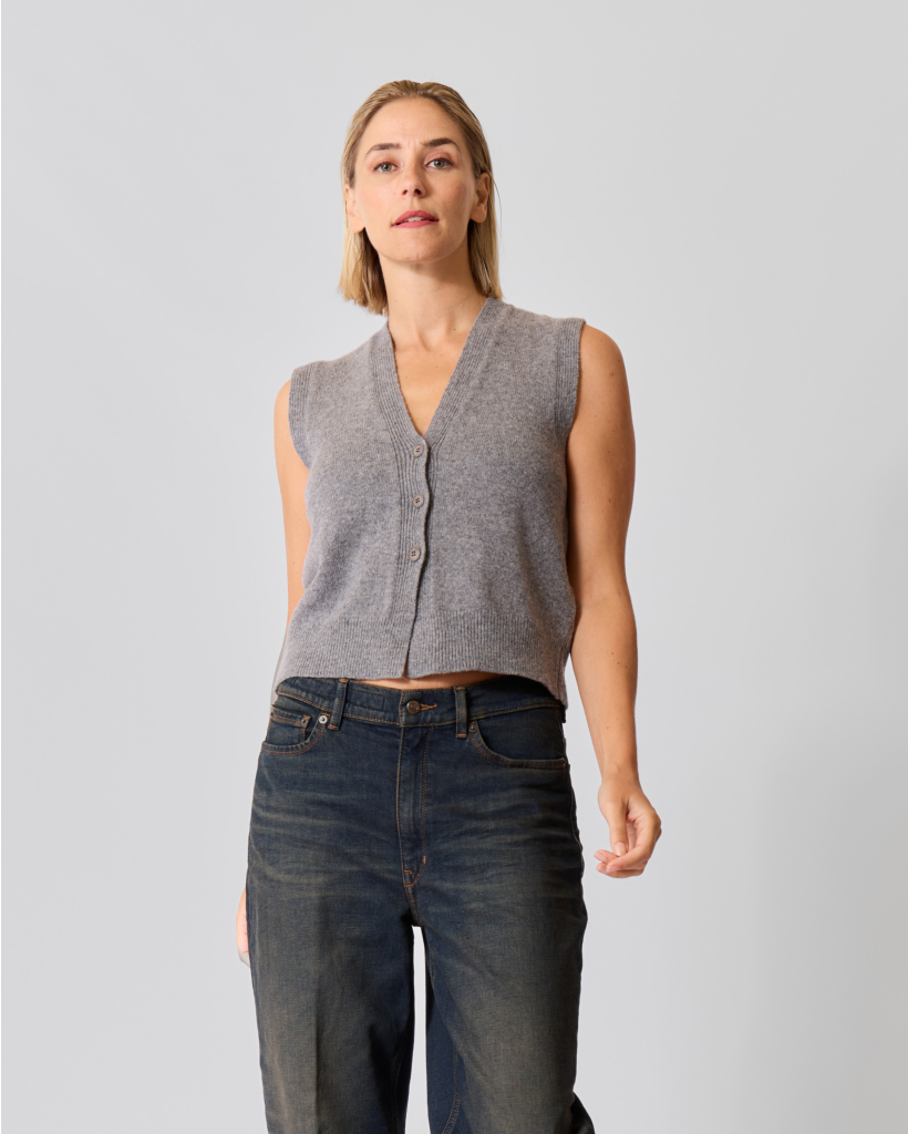 Abalia Mouwloos Wollen Vest Grijs