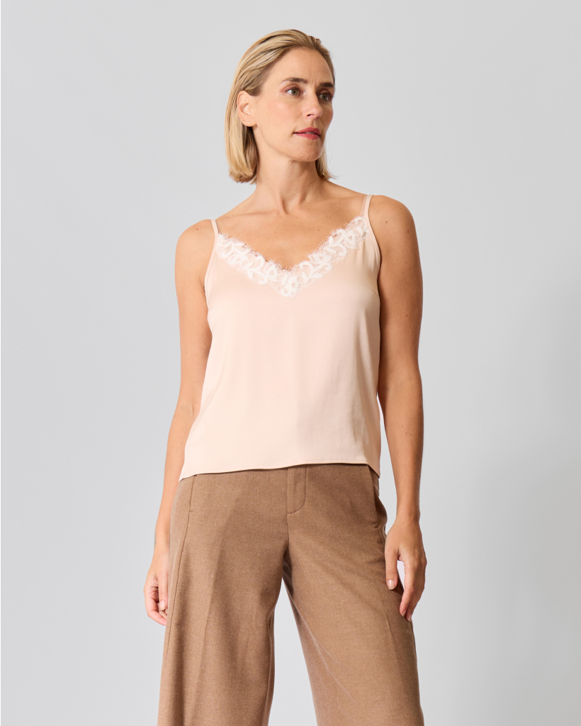 Giona Satijnen Top met Kant Blush
