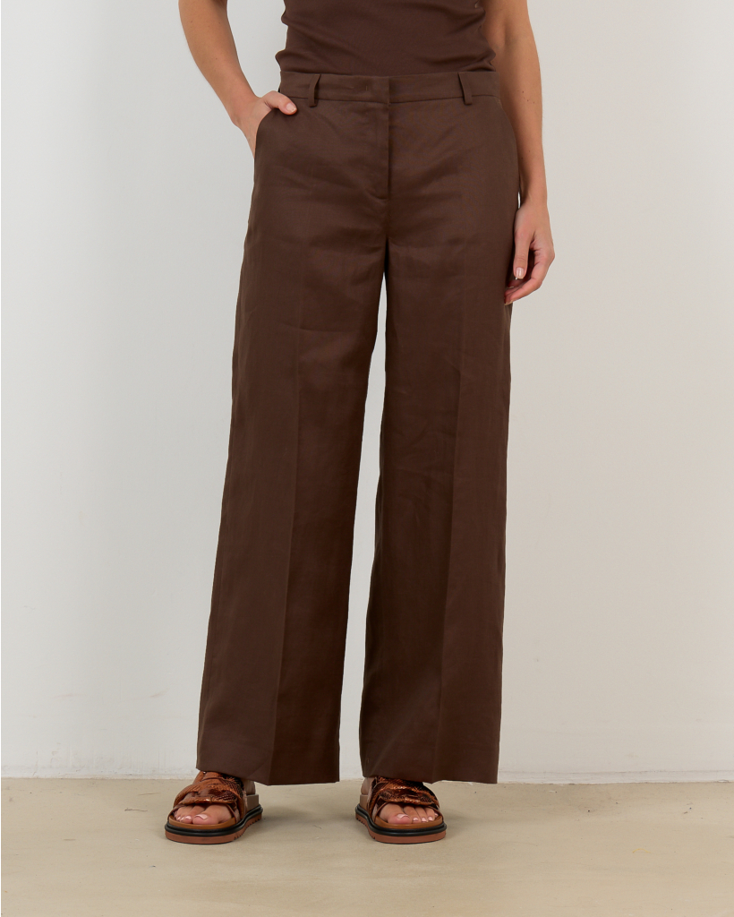Linnen Pantalon Regular Fit Chocolate 