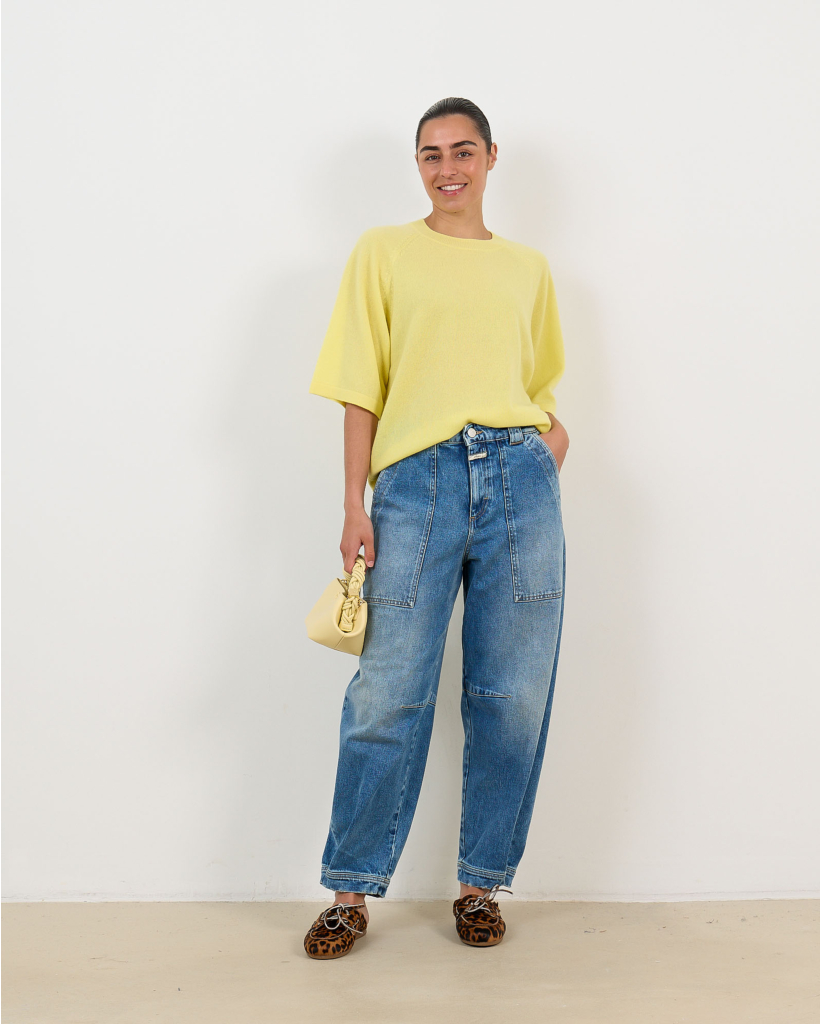 Leana Cashmere Korte Mouwen Trui Lemon Fizz